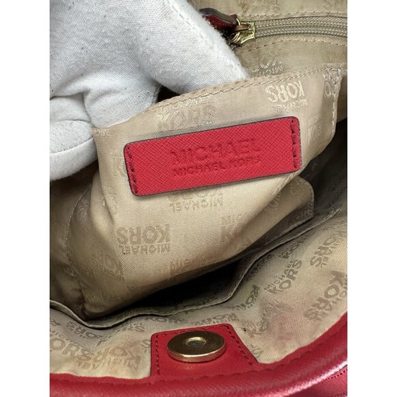 Michael Kors Leather Jet Set Travel Tote Bag Red 35S3GTVT2T - Picture 7 of 9